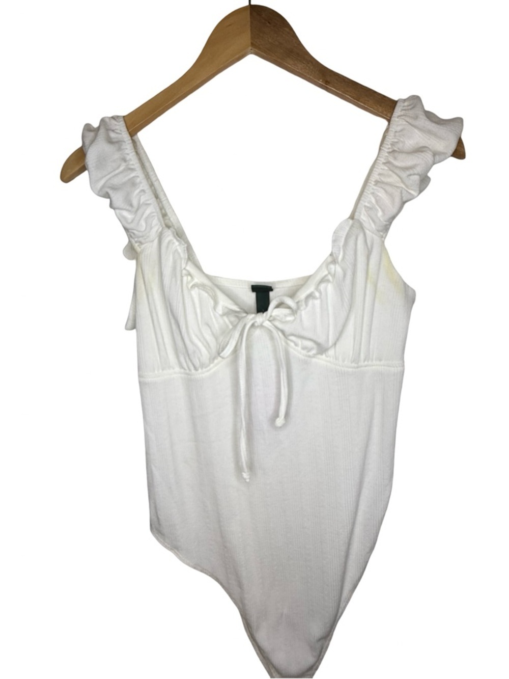 wild fable White Ruffle Strap Tie-Front Bodysuit